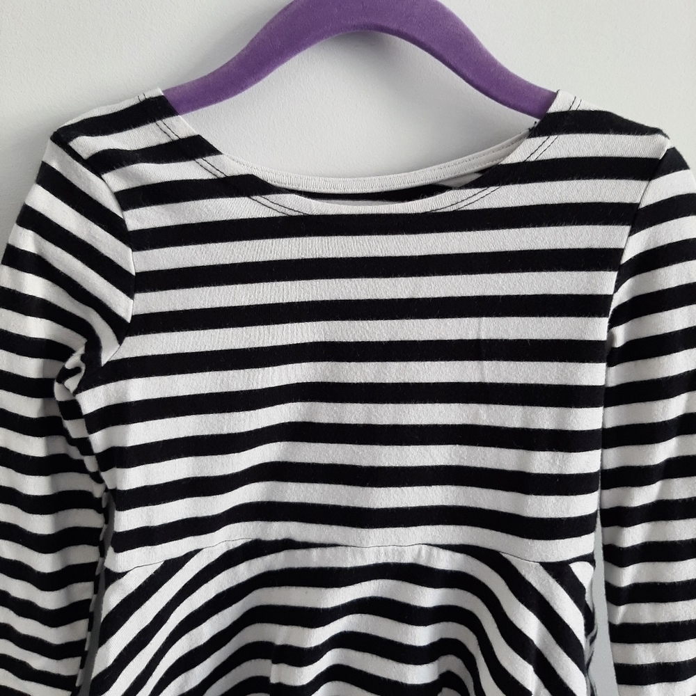 H&M Basic Organic Cotton Black White Striped Dress size 2-4Y - Picture 2 of 6